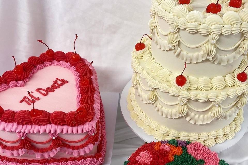 Trio of wedding cakes