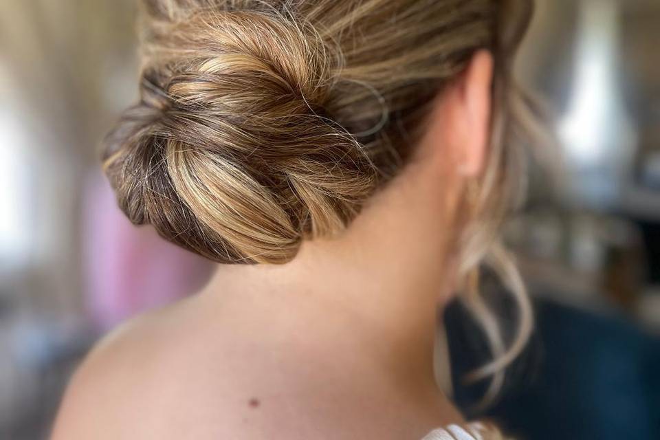 Textured bun bridesmaid