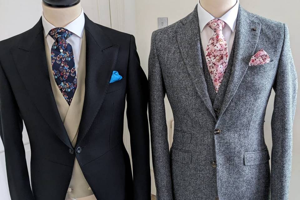 Tweed suit and morning suit
