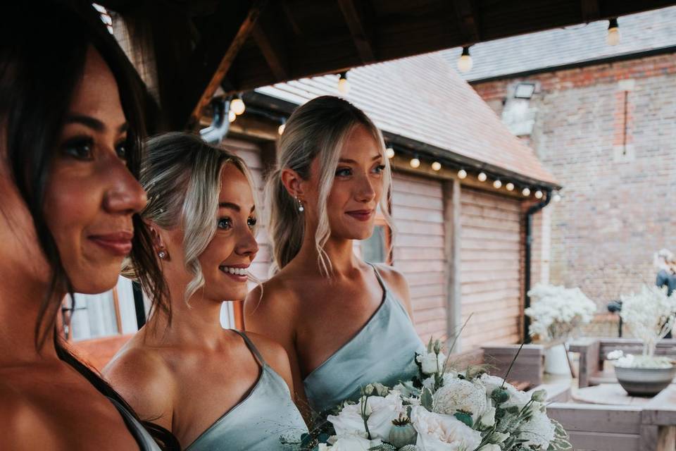 White rose and eucalyptus bouquets