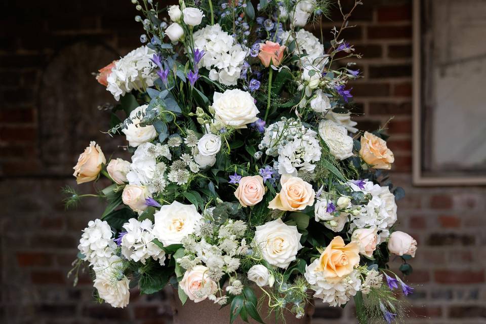 Urns filled with flowers