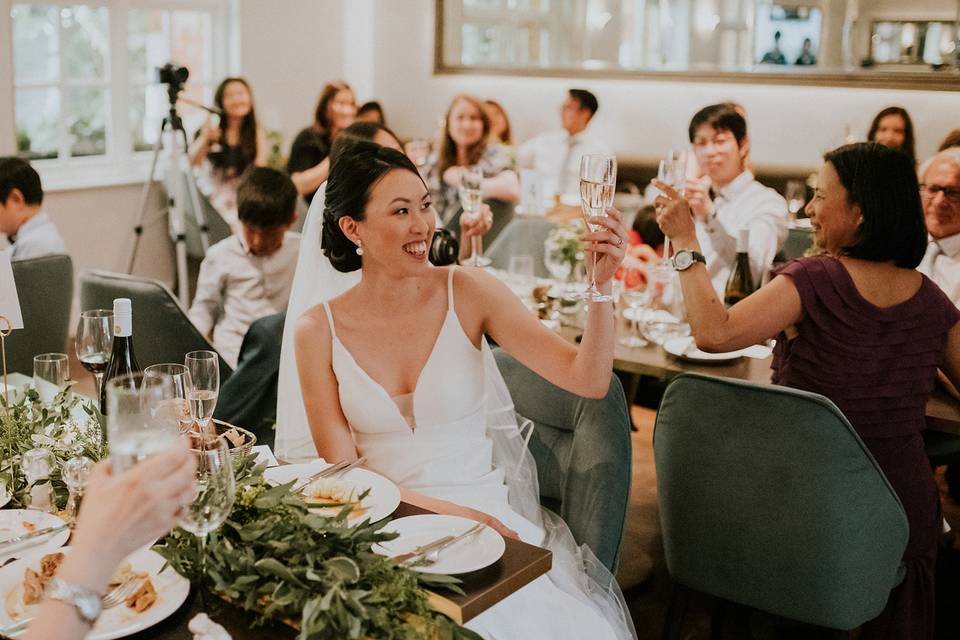 Bride at dinner