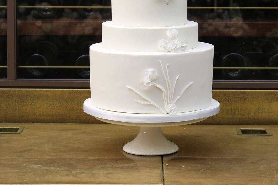 White three tier wedding cake