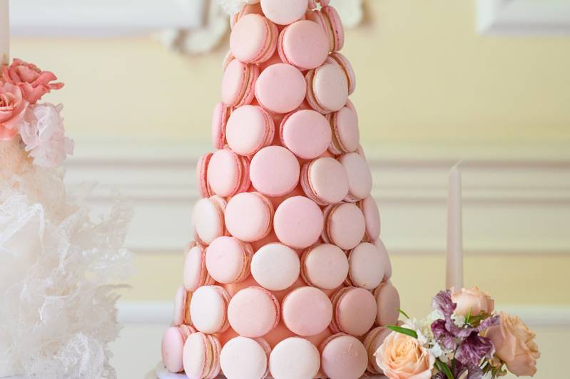 Pink macaron wedding tower