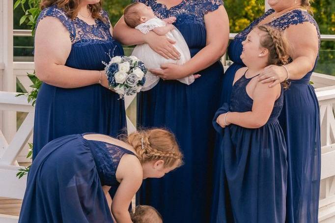 Bridesmaids sharing a laugh