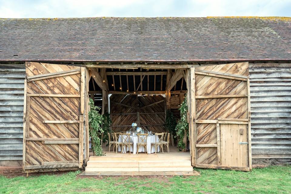 The exterior of the barn