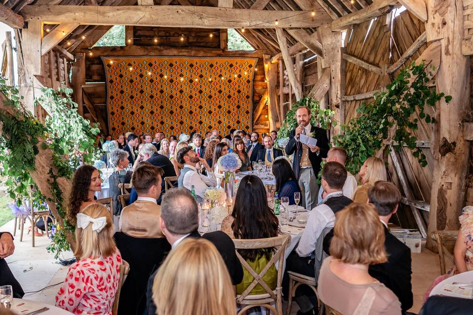 The interior of the barn