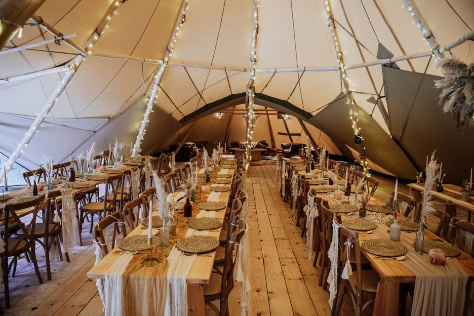 Inside the tipis