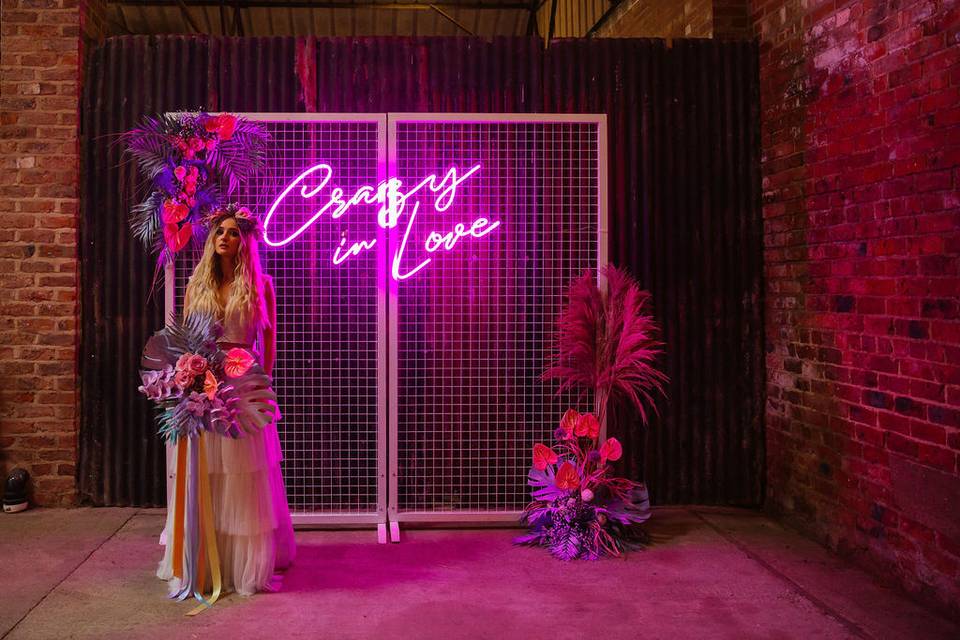 Pink Neon Sign, Mesh Backdrop