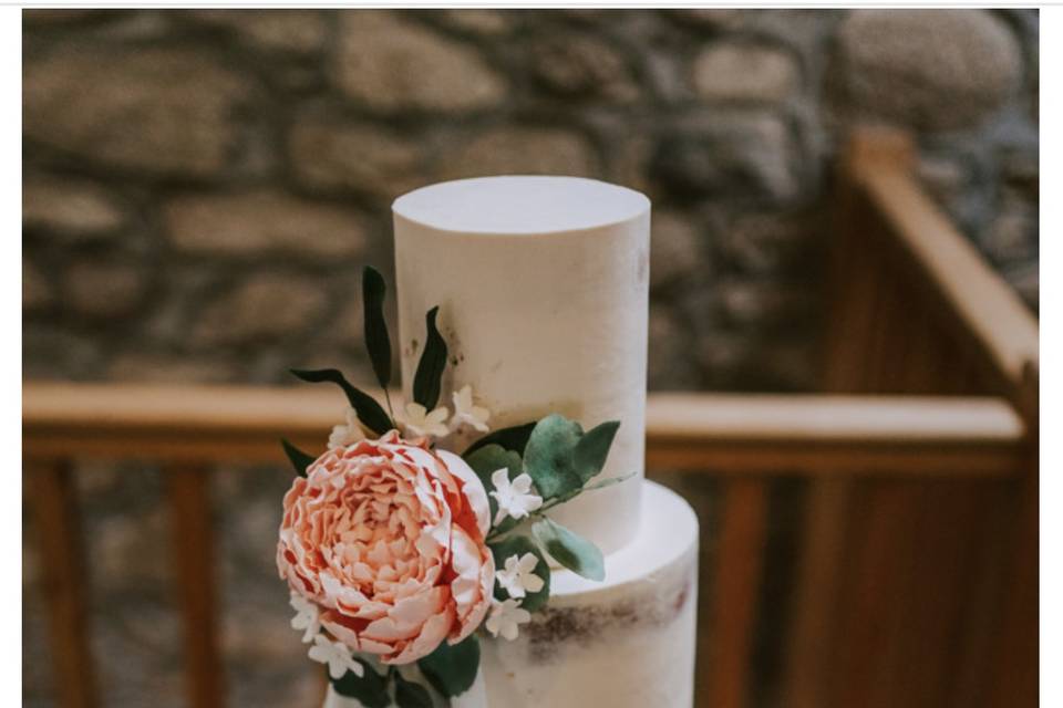 Semi-naked cake and sugar flowers