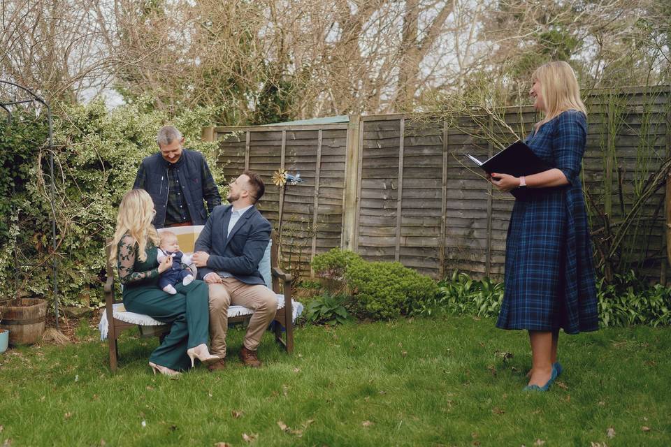 Naming ceremony in garden