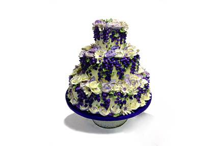3 tier with purple flowers