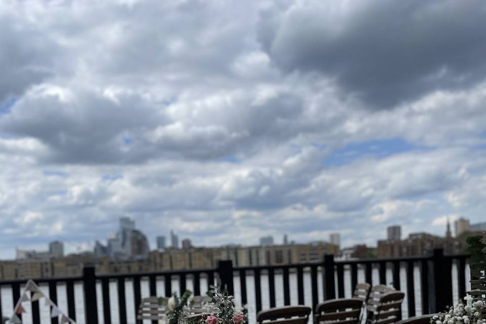 Ceremony set up on the Thames