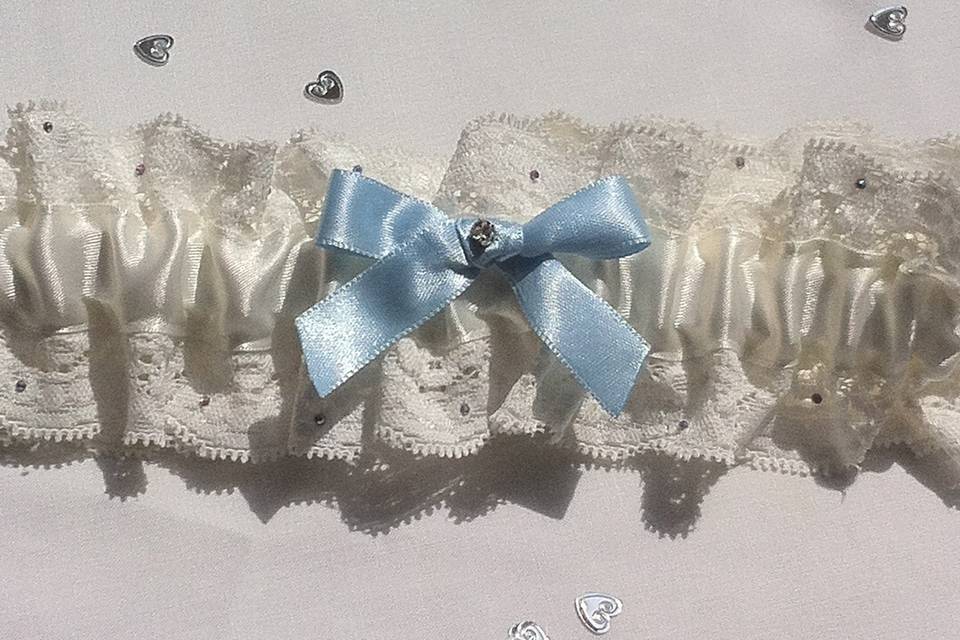 Ivory lace with light blue