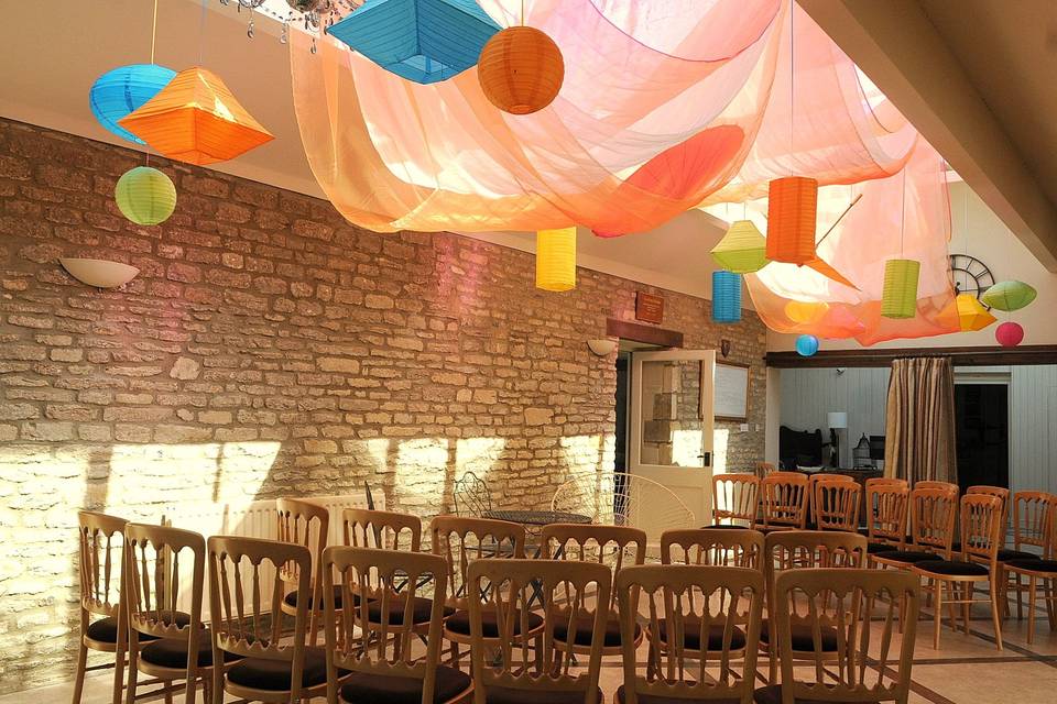 Garden Room ceremony - coloured lanterns