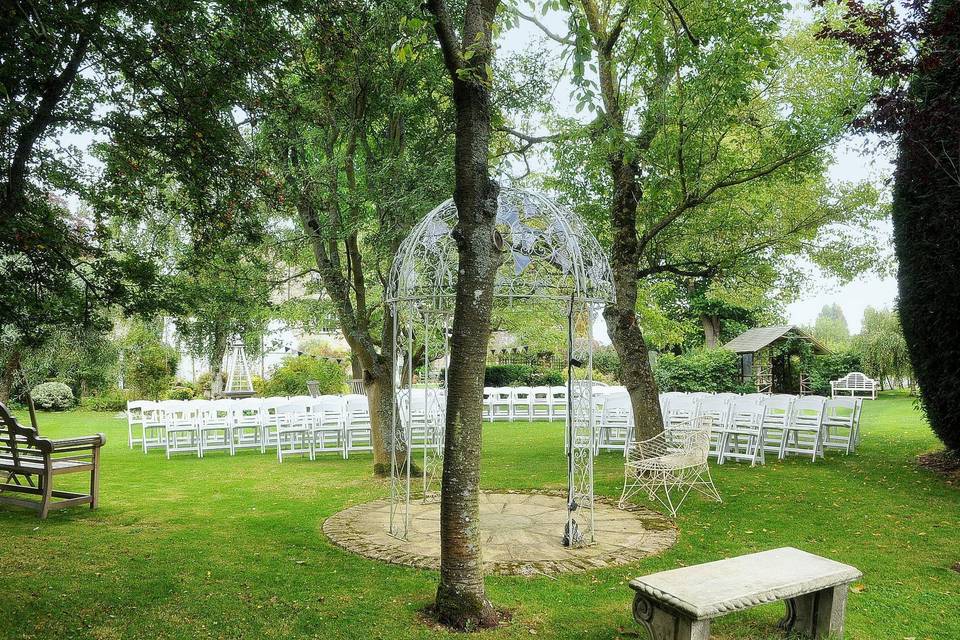 Blessing ceremony under the Maude Pergola