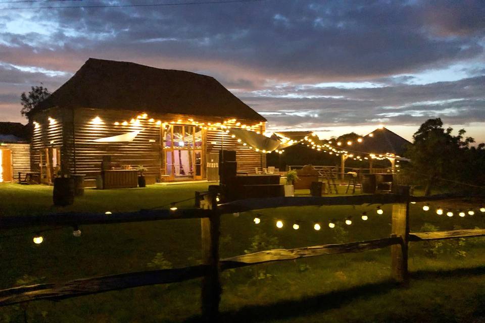 The Cherry Barn at night