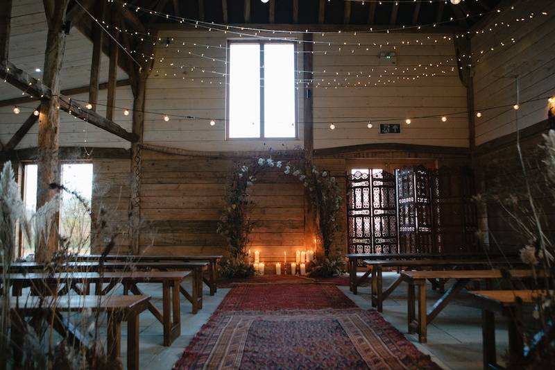 Cosy, rustic ceremony setting