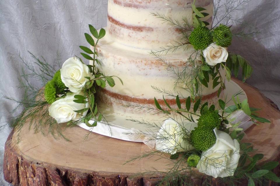 2 tier naked wedding cake