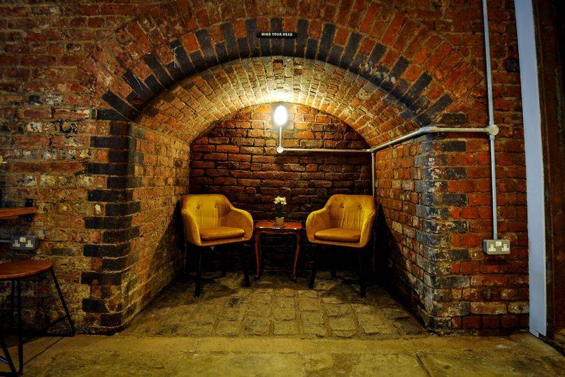 Quiet seating areas in bar