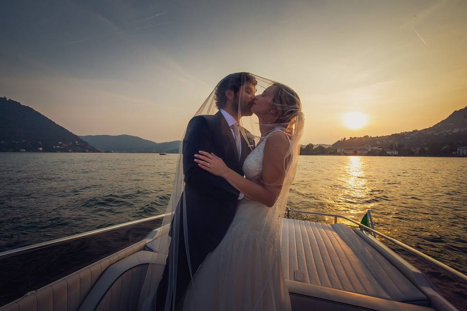 Couple on a speedboat