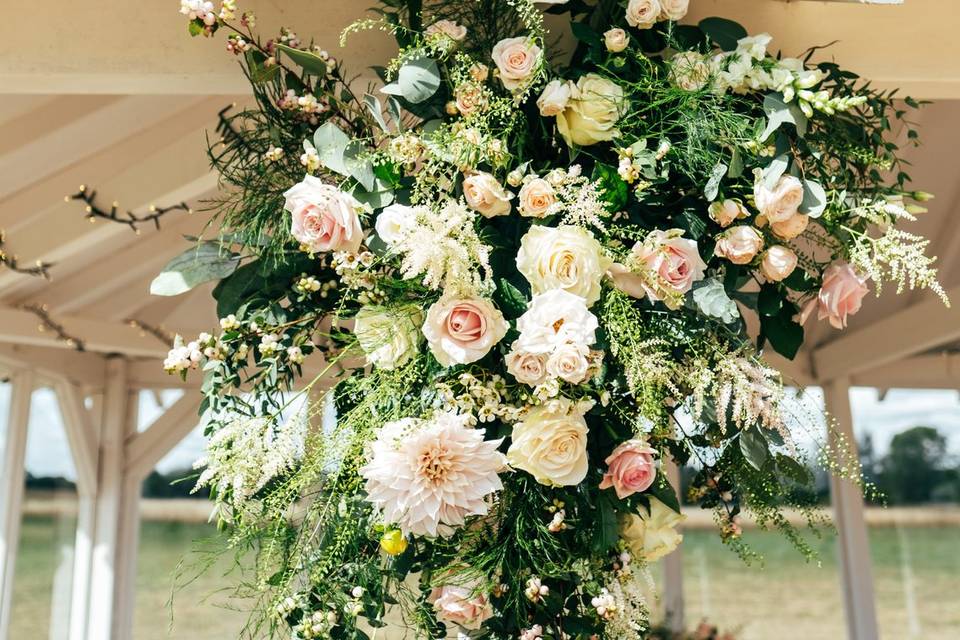 Floral arrangement on pavilion