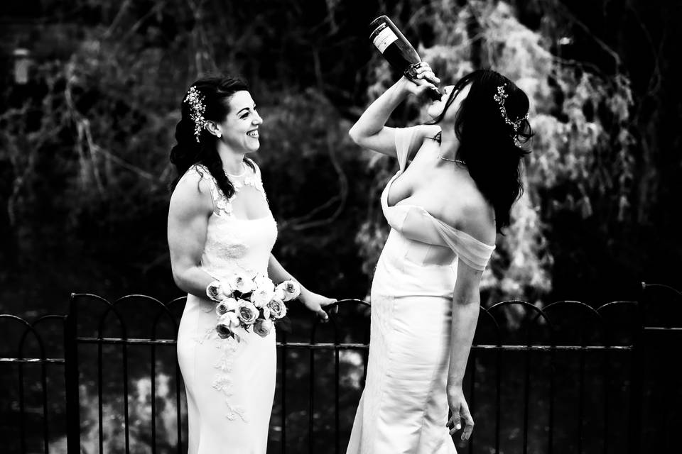 Bride and bride drink bottle