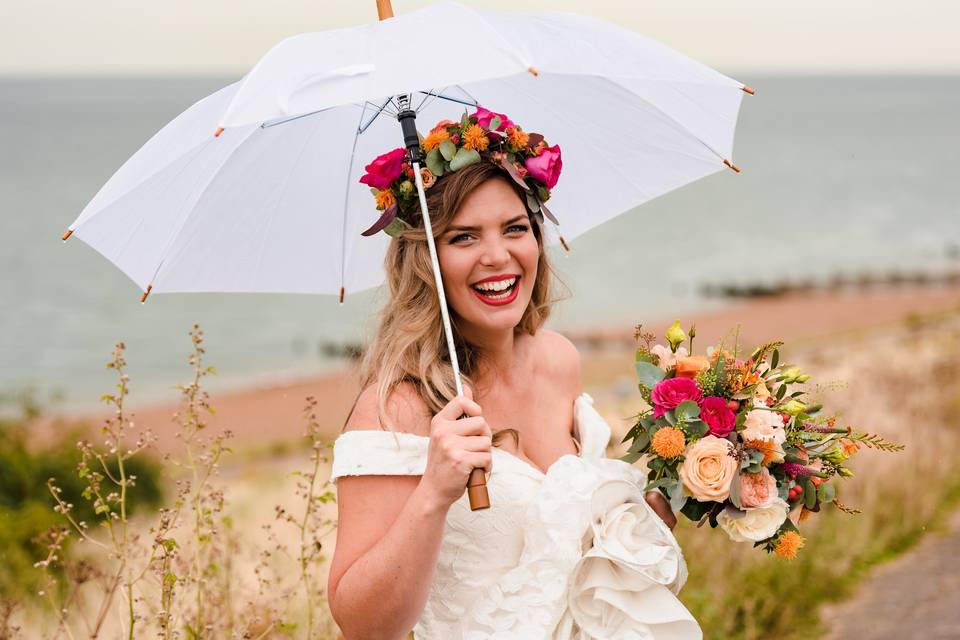 Bride with umbrella