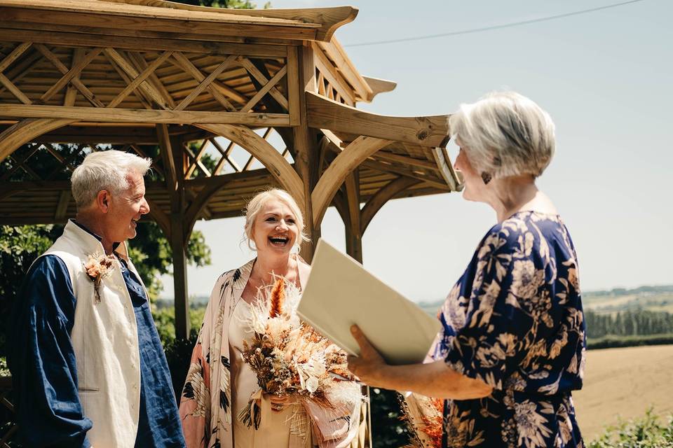 Happy seaside elopement