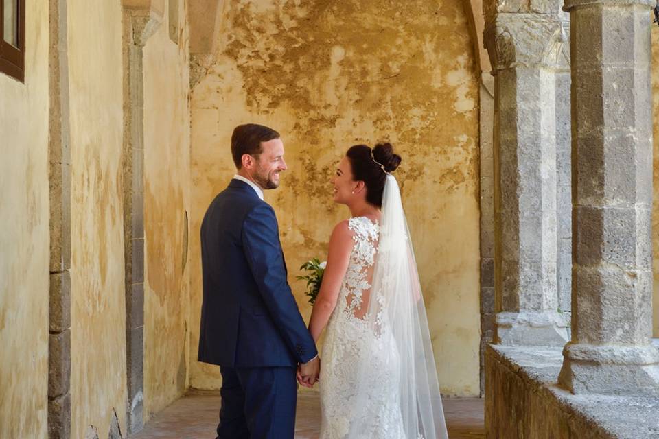 Bride and groom posing