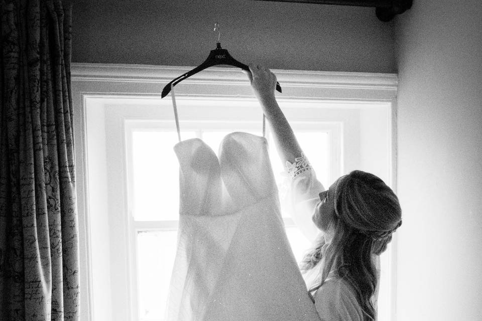 Bride with her dress
