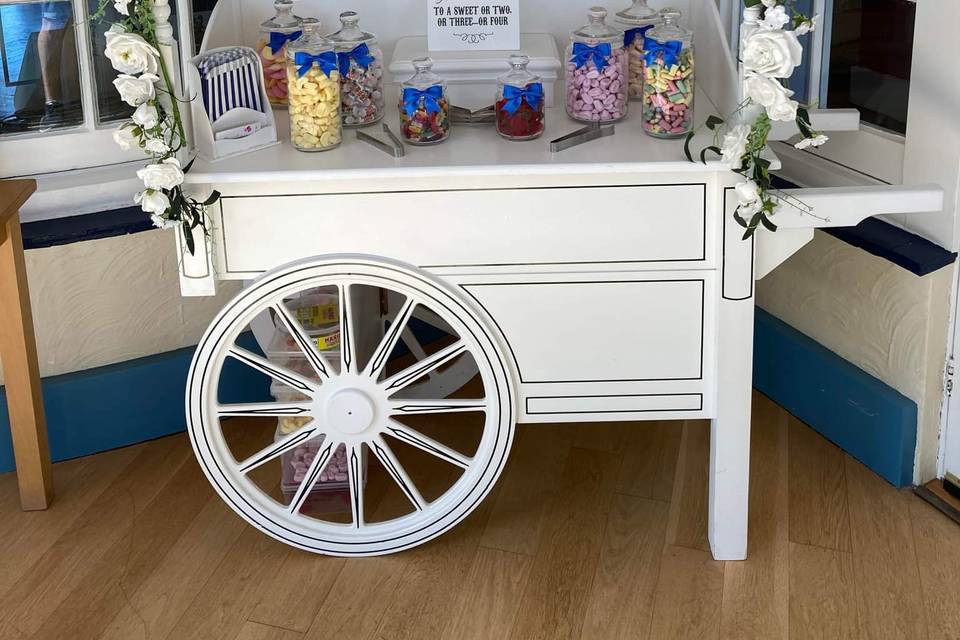 White traditional sweet cart