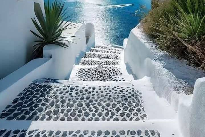 White washed buildings