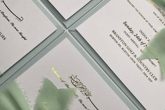 Foiled wedding invitation