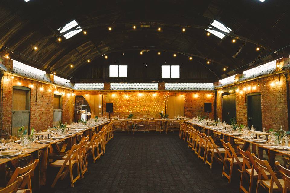 Dining in the barn