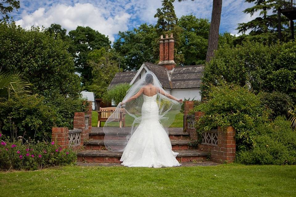 Happy couple on the grounds of The Manor