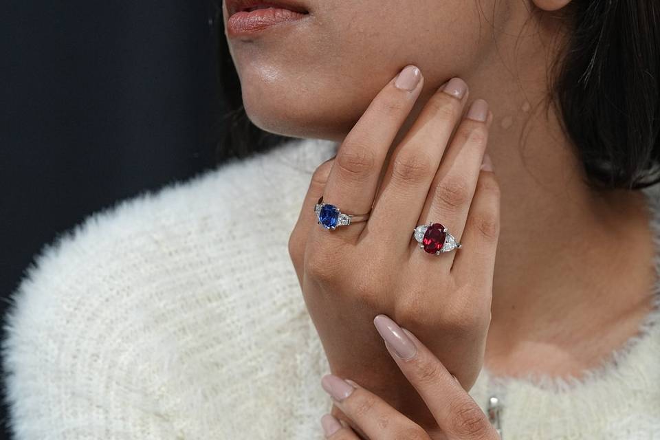 Emerald and ruby ring