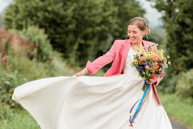 Holding bouquet