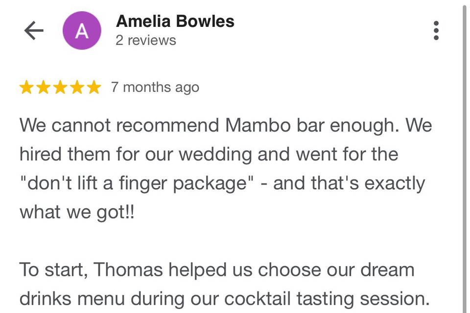 Wedding review