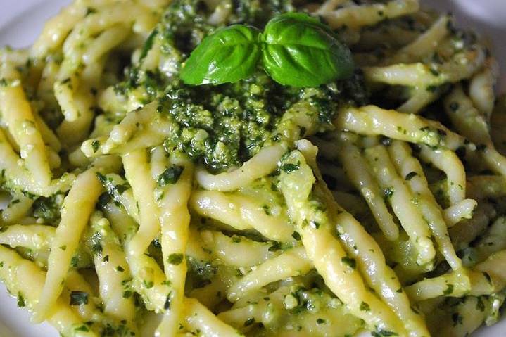 Trofie pasta with basil pesto