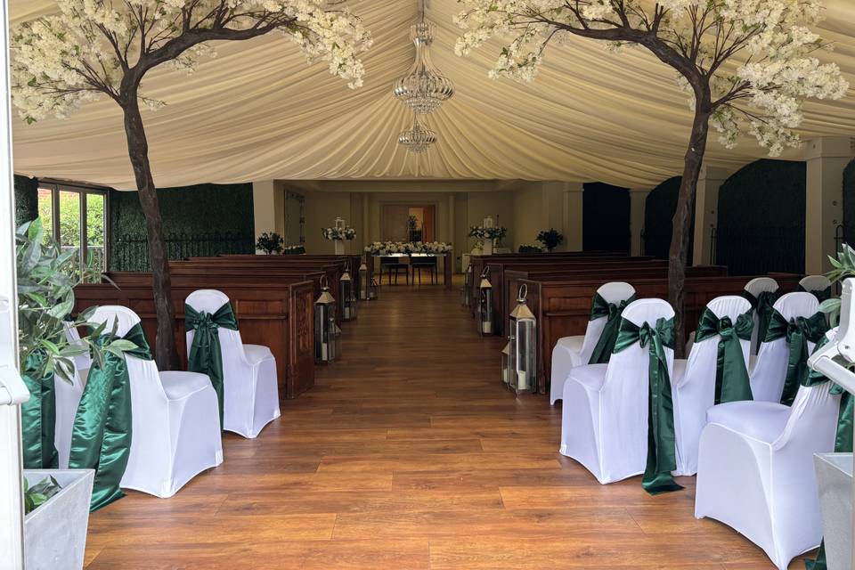 Blossom canopy and chair decor