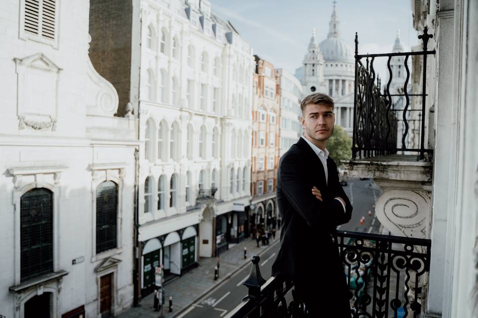 Guest-of-honour standing on terrace