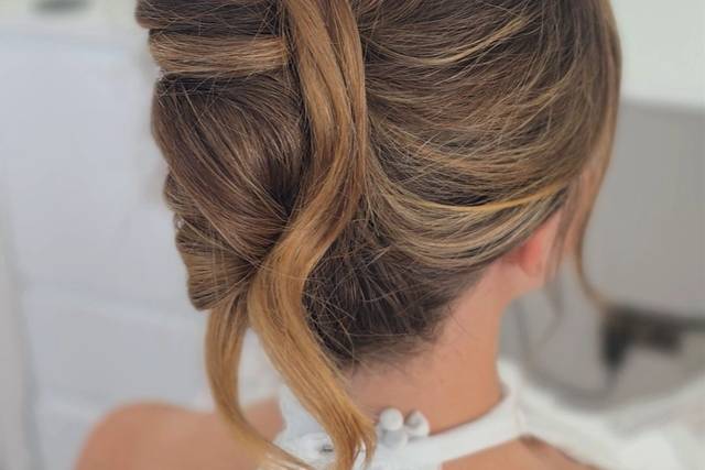Bride modern twist up do hair