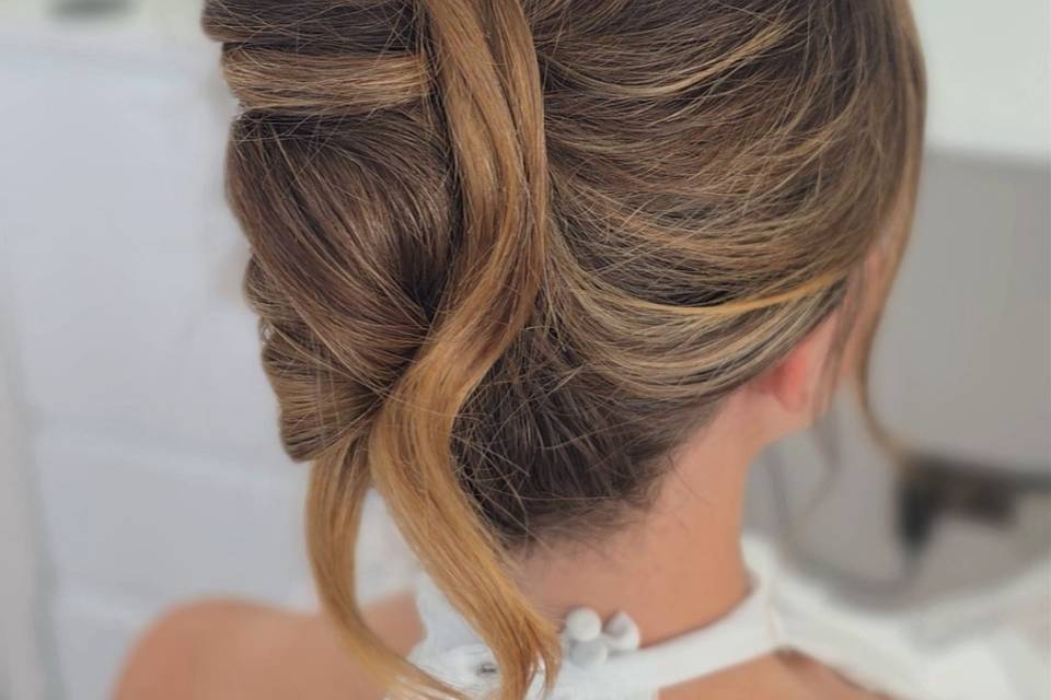 Bride modern twist up do hair