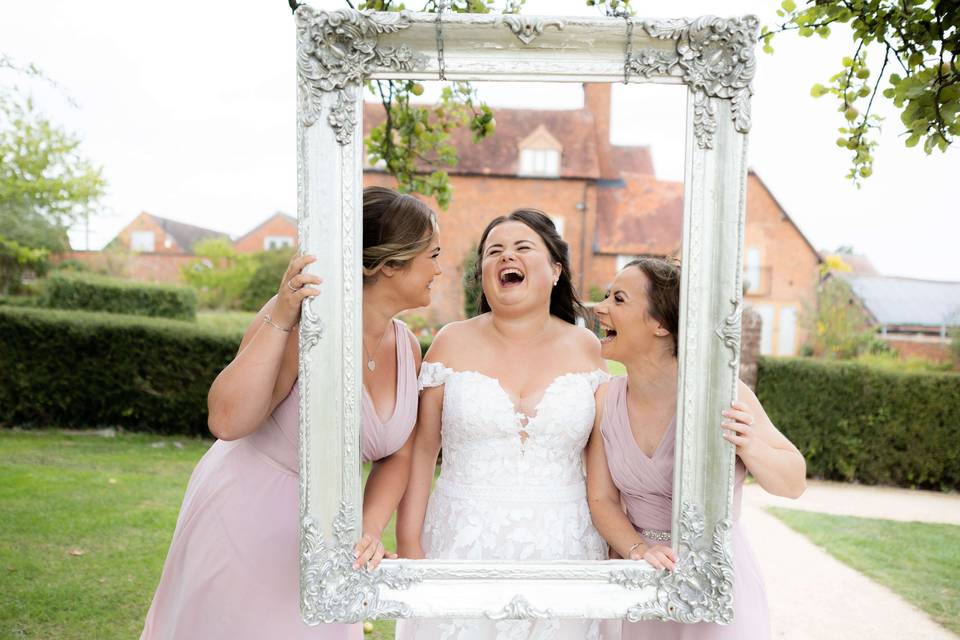 Bridesmaids laughing