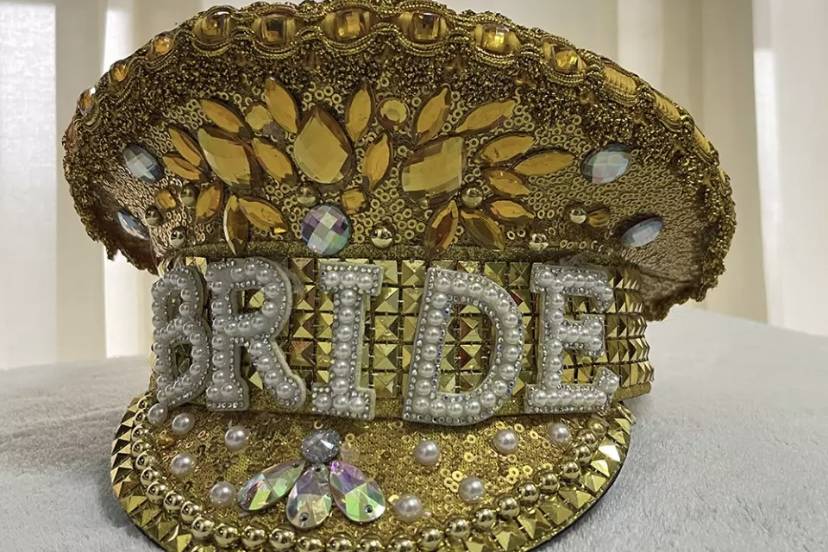 Gold bride hat
