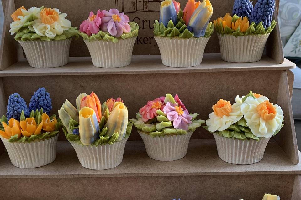 Individual Floral Cupcakes