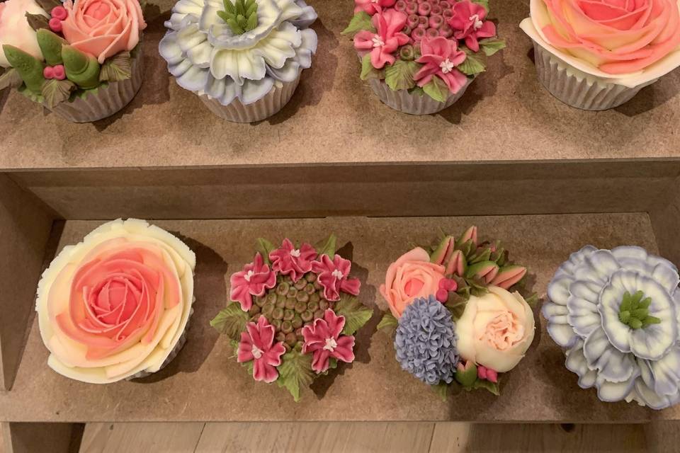 Individual Floral Cupcakes