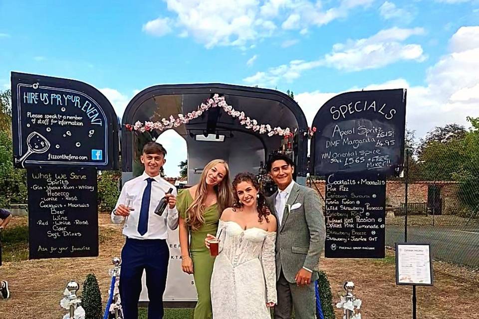 Bride and groom and guests