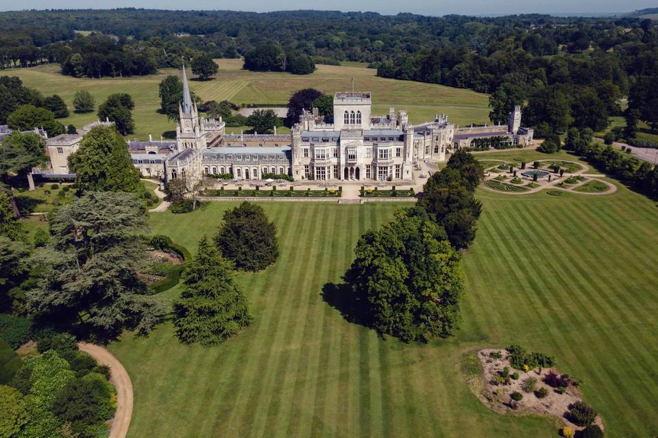 Aerial view of gardens